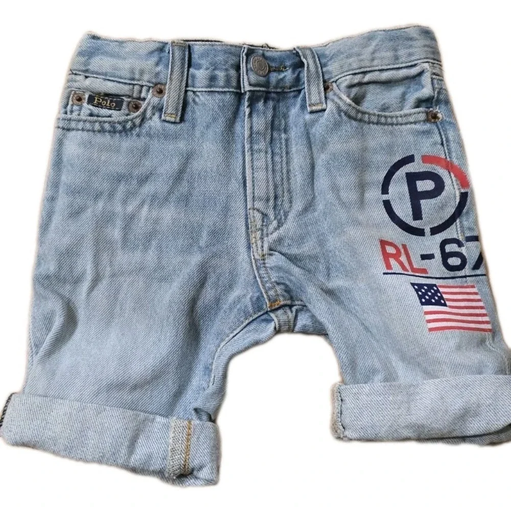NWT Polo Ralph‎ Lauren Youth Boys RL 67 Denim Shorts Sz 3T Sullivan Slim Roll Up